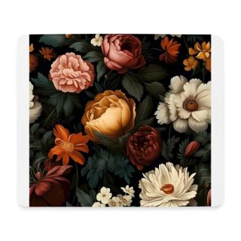 Dutch Nocturne: Leuchtende florale Pastorale auf Schwarz - Mousepad (Querformat) - Weiß - Vorne