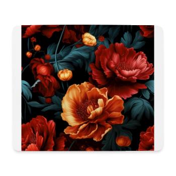 Dutch Nocturne: Leuchtende florale Pastorale auf Schwarz - Mousepad (Querformat) - Weiß - Vorne