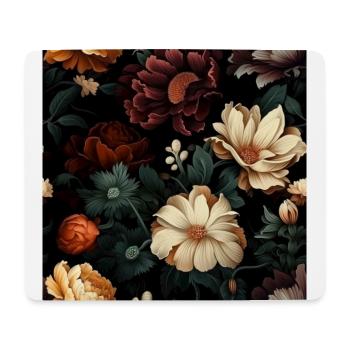 Dutch Nocturne: Leuchtende florale Pastorale auf Schwarz - Mousepad (Querformat) - Weiß - Vorne