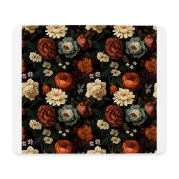 Dutch Nocturne: Leuchtende florale Pastorale auf Schwarz - Mousepad (Querformat) - Weiß - Vorne