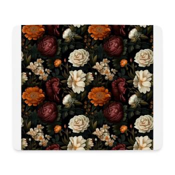 Dutch Nocturne: Luminous Floral Pastoral on black - Mouse Pad (horizontal) - white - Front