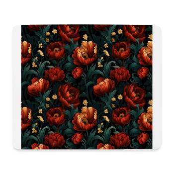 Dutch Nocturne: Leuchtende florale Pastorale auf Schwarz - Mousepad (Querformat) - Weiß - Vorne
