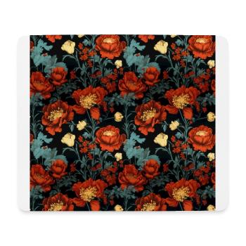 Dutch Nocturne: Luminous Floral Pastoral on black - Mouse Pad (horizontal) - white - Front