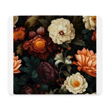 Dutch Nocturne: Leuchtende florale Pastorale auf Schwarz - Mousepad (Querformat) - Weiß - Vorne