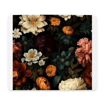 Dutch Nocturne: Leuchtende florale Pastorale auf Schwarz - Mousepad (Querformat) - Weiß - Vorne