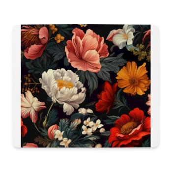 Dutch Nocturne: Leuchtende florale Pastorale auf Schwarz - Mousepad (Querformat) - Weiß - Vorne
