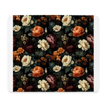 Dutch Nocturne: Leuchtende florale Pastorale auf Schwarz - Mousepad (Querformat) - Weiß - Vorne