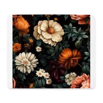 Dutch Nocturne: Leuchtende florale Pastorale auf Schwarz - Mousepad (Querformat) - Weiß - Vorne