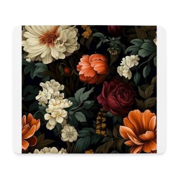 Dutch Nocturne: Leuchtende florale Pastorale auf Schwarz - Mousepad (Querformat) - Weiß - Vorne