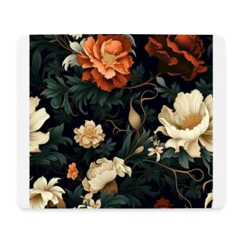 Dutch Nocturne: Leuchtende florale Pastorale auf Schwarz - Mousepad (Querformat) - Weiß - Vorne