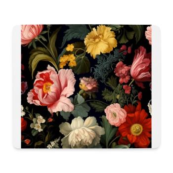 Dutch Nocturne: Leuchtende florale Pastorale auf Schwarz - Mousepad (Querformat) - Weiß - Vorne