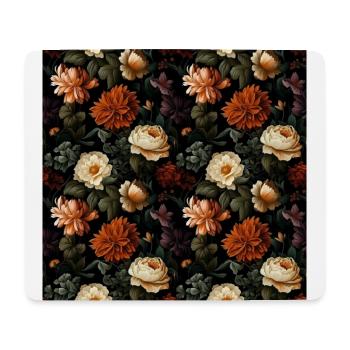 Dutch Nocturne: Leuchtende florale Pastorale auf Schwarz - Mousepad (Querformat) - Weiß - Vorne