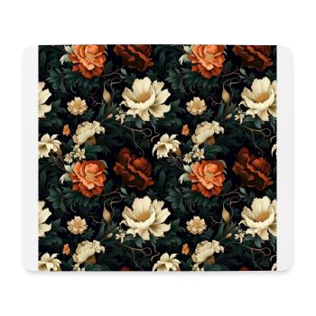 Dutch Nocturne: Leuchtende florale Pastorale auf Schwarz - Mousepad (Querformat) - Weiß - Vorne
