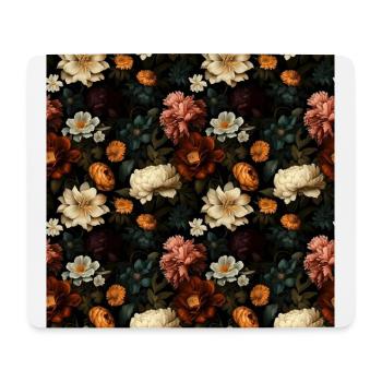 Dutch Nocturne: Leuchtende florale Pastorale auf Schwarz - Mousepad (Querformat) - Weiß - Vorne
