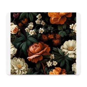 Dutch Nocturne: Leuchtende florale Pastorale auf Schwarz - Mousepad (Querformat) - Weiß - Vorne