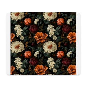 Dutch Nocturne: Leuchtende florale Pastorale auf Schwarz - Mousepad (Querformat) - Weiß - Vorne