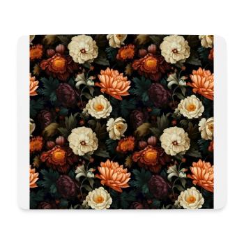 Dutch Nocturne: Leuchtende florale Pastorale auf Schwarz - Mousepad (Querformat) - Weiß - Vorne