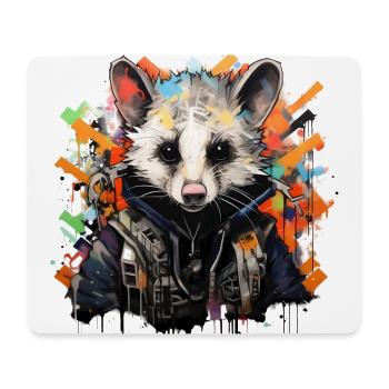 Wildlife Graffiti: Opossum Urban Vibe - Mouse Pad (horizontal) - white - Front