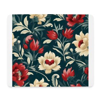 Nouveau Heritage: Barocke Blumentapete - Mousepad (Querformat) - Weiß - Vorne