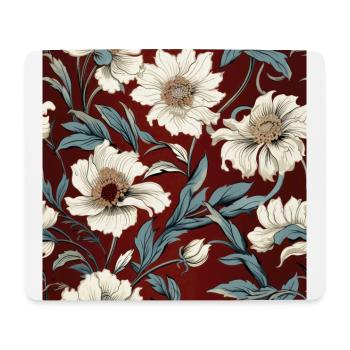 Nouveau Heritage: Barocke Blumentapete - Mousepad (Querformat) - Weiß - Vorne