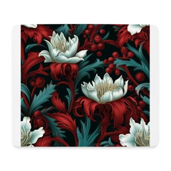 Nouveau Heritage: Barocke Blumentapete - Mousepad (Querformat) - Weiß - Vorne