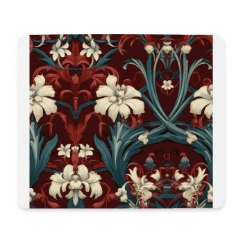 Nouveau Heritage: Barocke Blumentapete - Mousepad (Querformat) - Weiß - Vorne