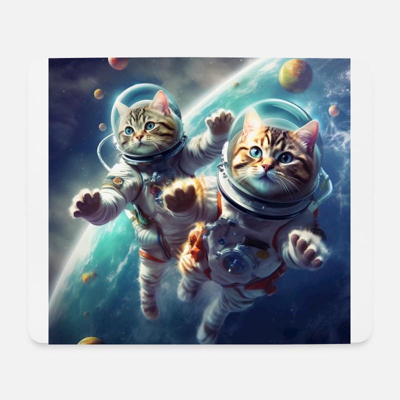 cat in space - Mousepad (Querformat) - Weiß