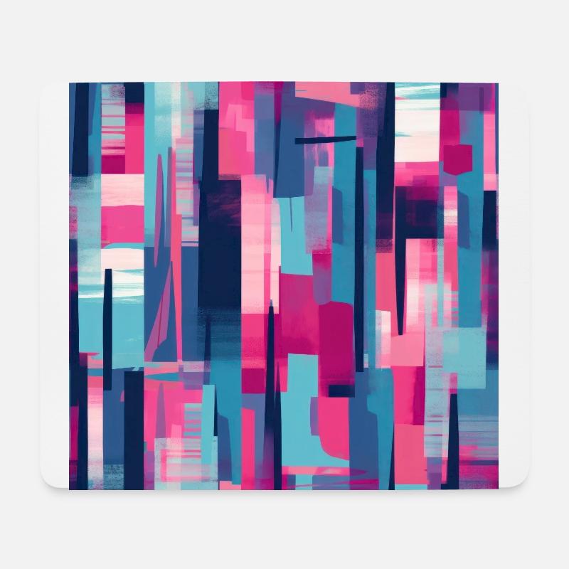 Moderner geometrischer Tanz in Rosa, Blau und Violett - Mousepad (Querformat) - Weiß