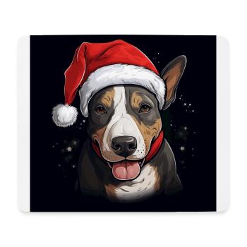 Bull Terrier Noël - Tapis de souris (format paysage) - blanc - Devant