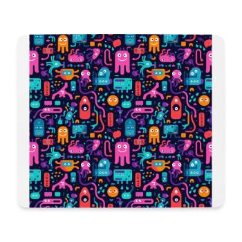 Playful Arena: Whimsical Monster Mates - Mouse Pad (horizontal) - white - Front
