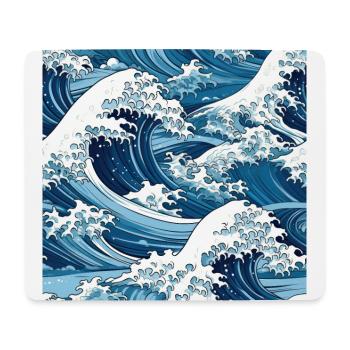 Ephemeral Crests: Hokusai Waves Reimagined - Mouse Pad (horizontal) - white - Front