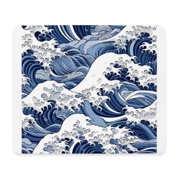 Ephemeral Crests: Hokusai Waves Reimagined - Mouse Pad (horizontal) - white - Front