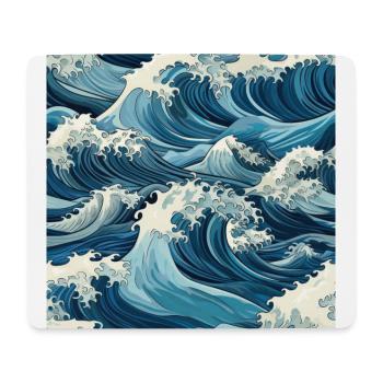 Ephemeral Crests: Hokusai Waves Reimagined - Mouse Pad (horizontal) - white - Front