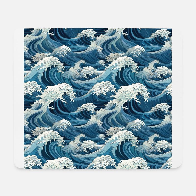 Ephemeral Crests: Hokusai Waves Reimagined - Mouse Pad (horizontal) - white