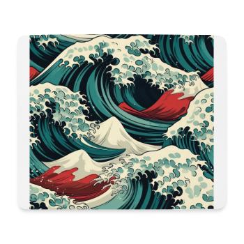 Ephemeral Crests: Hokusai Waves Reimagined - Mouse Pad (horizontal) - white - Front