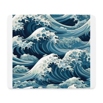 Ephemeral Crests: Hokusai Waves Reimagined - Mouse Pad (horizontal) - white - Front