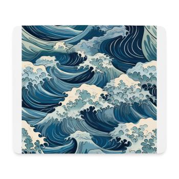 Ephemeral Crests: Hokusai Waves Reimagined - Mouse Pad (horizontal) - white - Front