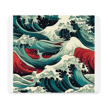 Ephemeral Crests: Hokusai Waves Reimagined - Mouse Pad (horizontal) - white - Front