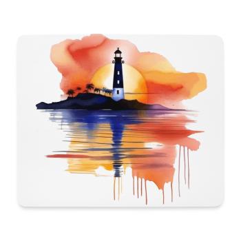 Ein Aquarell-Leuchtturm-Szene - Mousepad (Querformat) - Weiß - Vorne