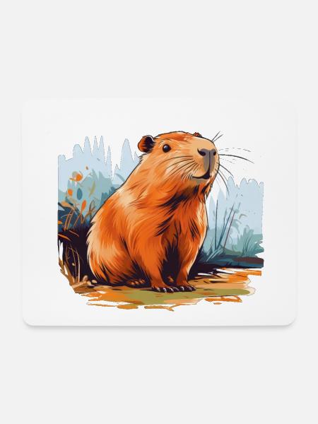 Capybara - Mousepad (Querformat) - Weiß