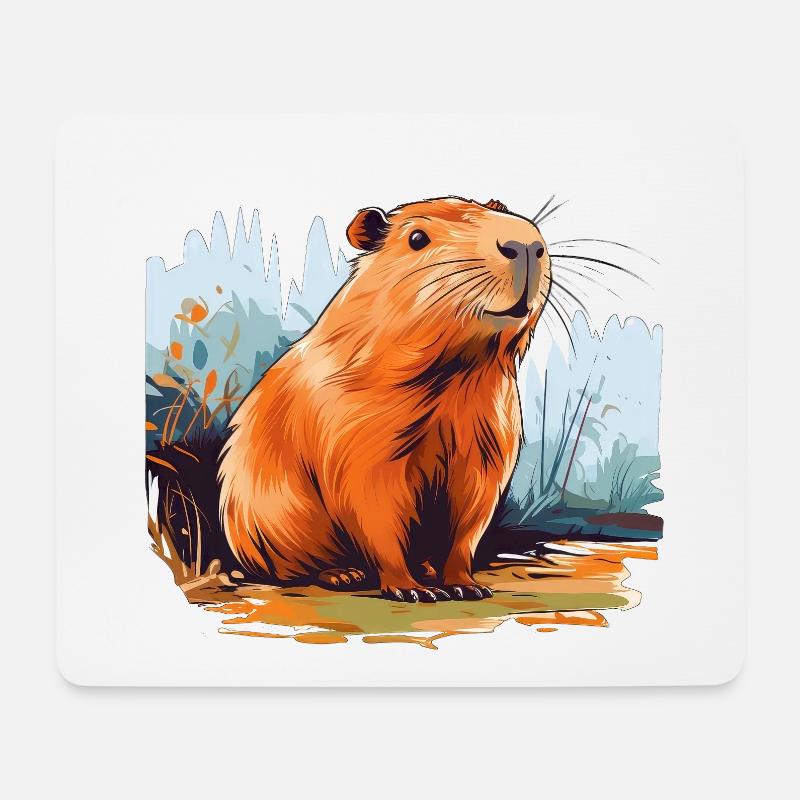 Capybara - Mousepad (Querformat) - Weiß