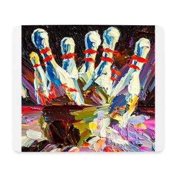 Abstraktes farbiges Ölgemälde eines Bowling-Strikes - Mousepad (Querformat) - Weiß - Vorne