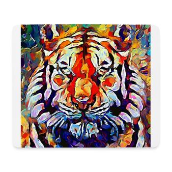 Abstraktes farbiges Ölgemälde eines Tigers - Mousepad (Querformat) - Weiß - Vorne