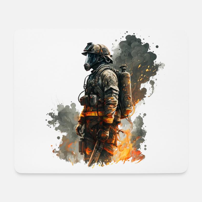 Feuerwehrmann im Löscheinsatz - Mousepad (Querformat) - Weiß
