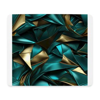 Funky Trompe-l'oeil: Grün, Türkis und Gold - Mousepad (Querformat) - Weiß - Vorne