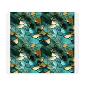 Funky Trompe-l'oeil: Grün, Türkis und Gold - Mousepad (Querformat) - Weiß - Vorne