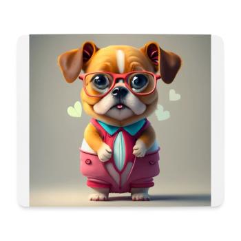 lunettes rouges pour chien - Tapis de souris (format paysage) - blanc - Devant