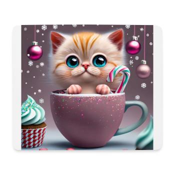 cat in a cup - Mouse Pad (horizontal) - white - Front