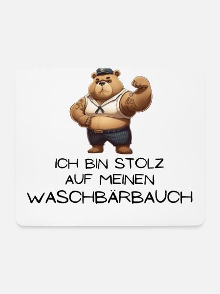 Waschbärbauch statt Waschbrettbauch - Mousepad (Querformat) - Weiß