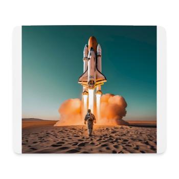 astronaute avec fusée - Tapis de souris (format paysage) - blanc - Devant